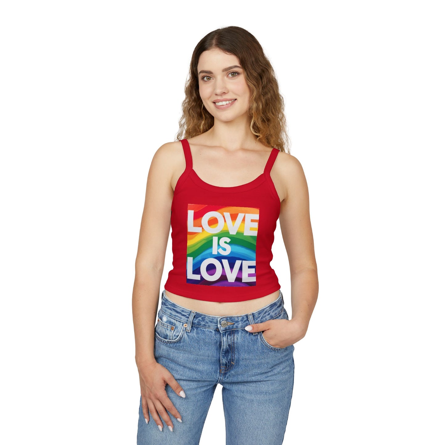Pride tank top Rainbow Love Is Love Spaghetti Strap Tank Top
