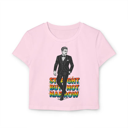 Straight But Not Narrow Women's Baby Tee - Pride & Inclusivity Statement Shirt