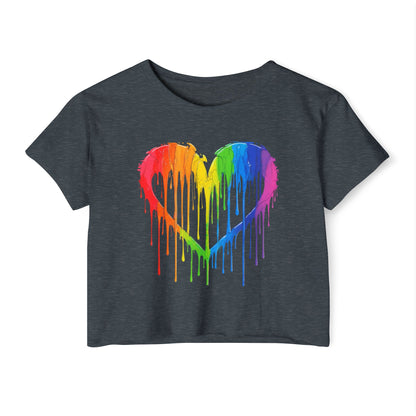 Pride corp top Rainbow Heart Women’s Festival Crop Top - Vibrant and Fun Summer Wear