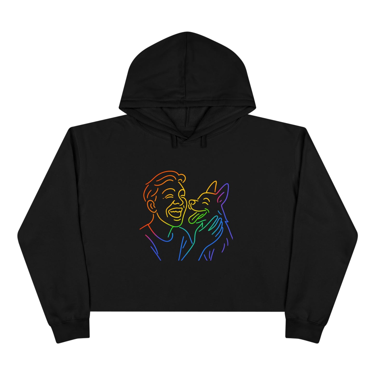 Rainbow Dog Love Crop Hoodie - Perfect Gift for Pet Lovers