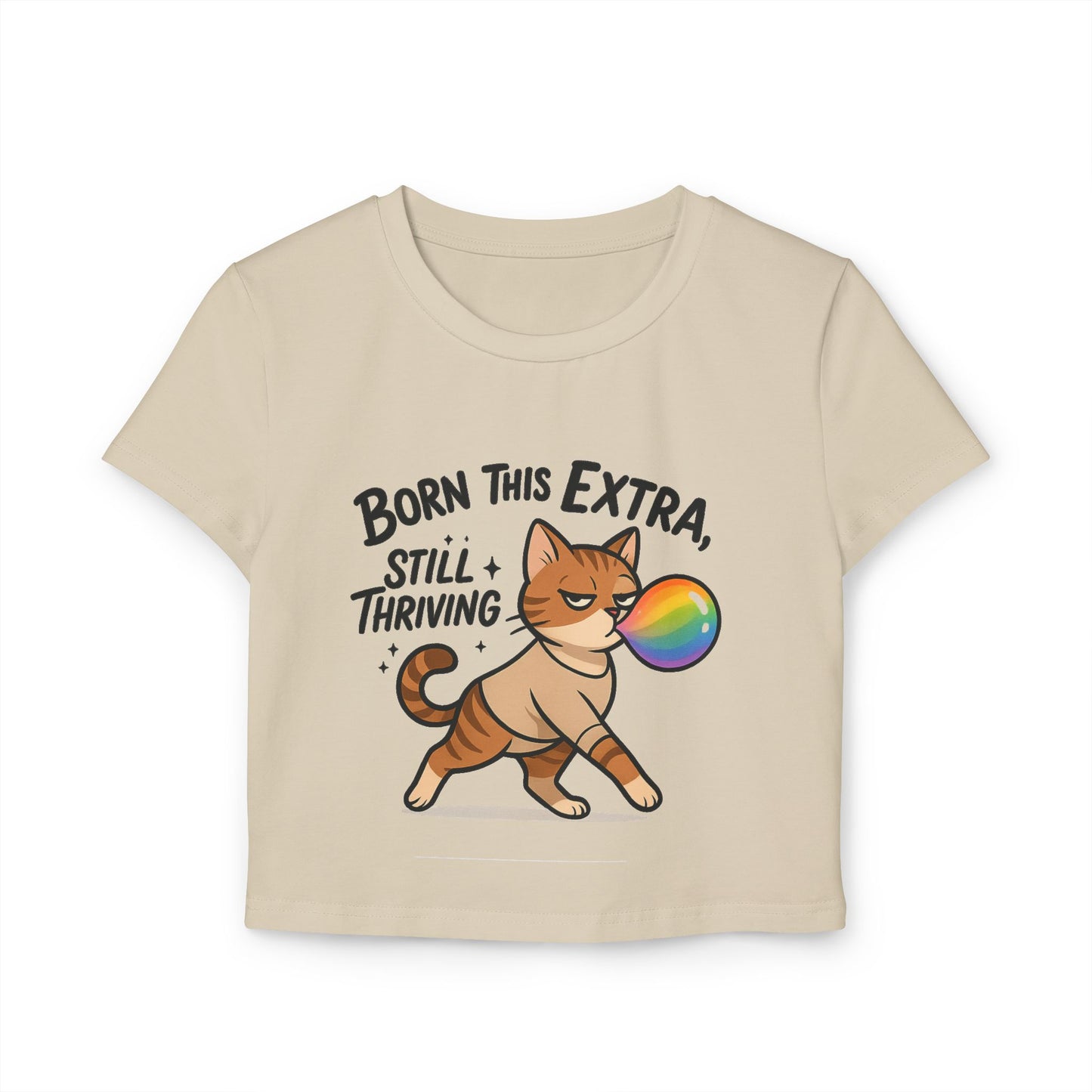 Born This Extra Cat Women's Baby Tee | Cute & Playful Graphic Top
