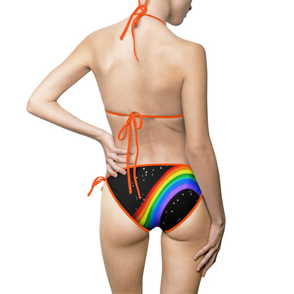 Frida calo pride Vibrant Women's Bikini Swimsuit - Beachwear, Summer Fun, Pool Party, Rainbow Design, Trendy Swimwear