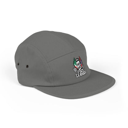 Fuck La Migra Hat Embroidered 5-Panel Cap — Skull with Mexican Flag Accent (Explicit Text)