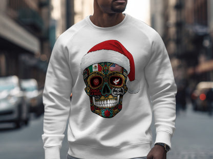 Santa Skull Hoodie with Colorful Artwork Design