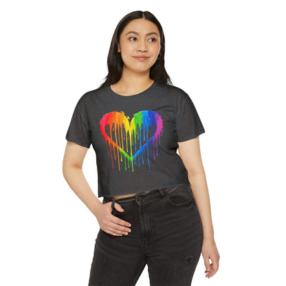 Pride corp top Rainbow Heart Women’s Festival Crop Top - Vibrant and Fun Summer Wear
