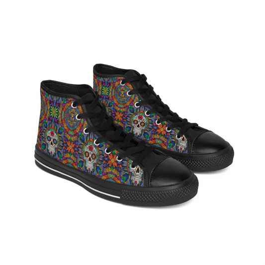 Vibrant Skull Sneakers for Women | Colorful High Top Shoes | Unique Gift for Art Lovers | Festival Footwear | Boho Style Fashion