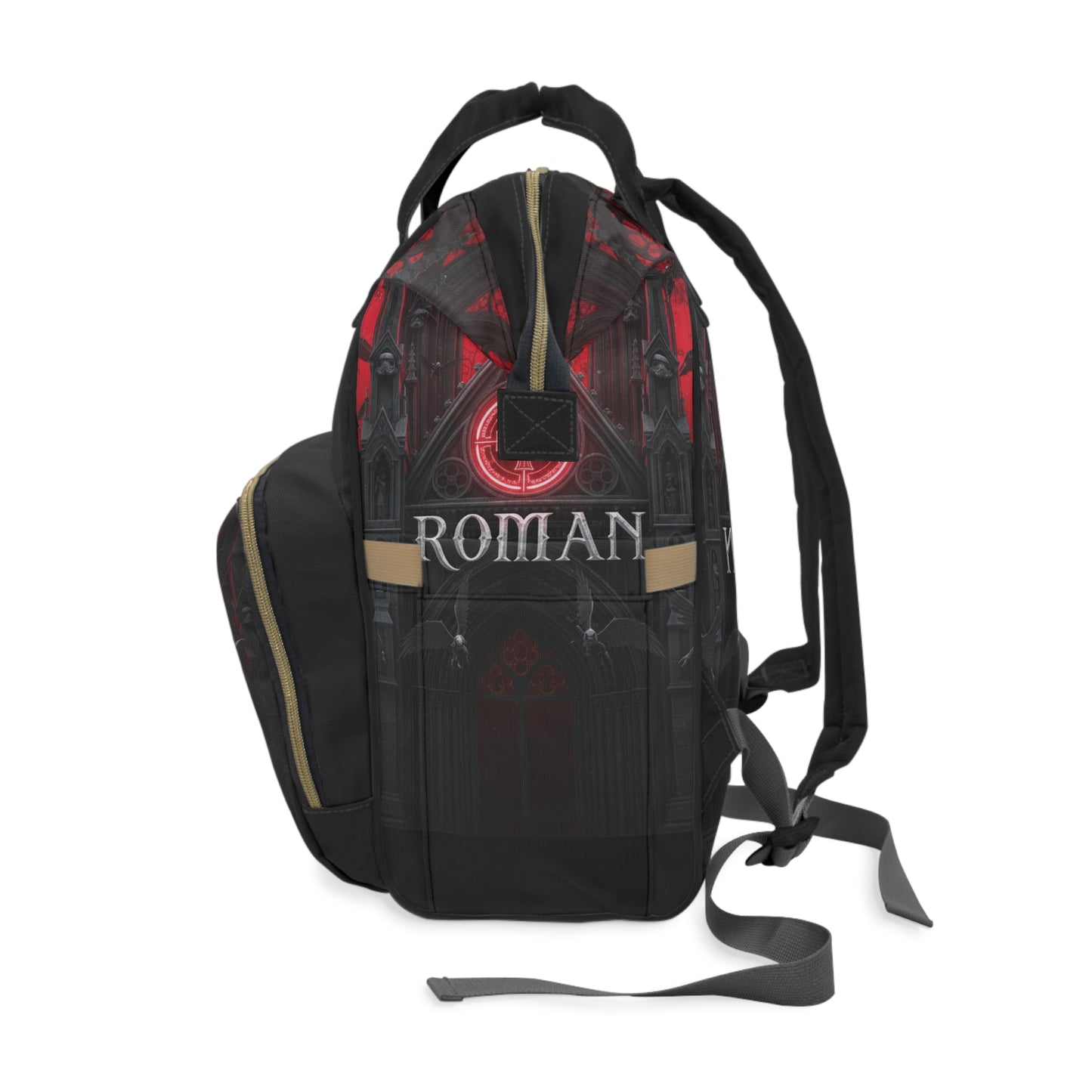 Diaper Backpack — Gothic Roman Cathedral Red & Black Multifunctional Baby Bag