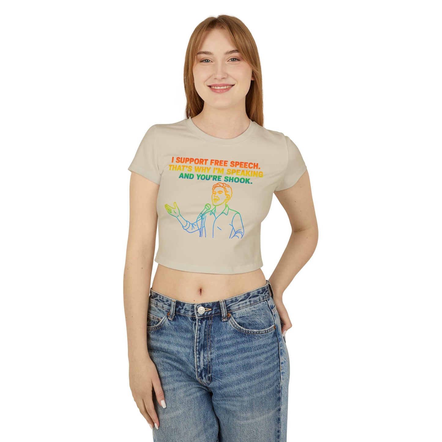 Pride Crop Top Women's Baby Tee - I Support Free Speech Graphic Top
