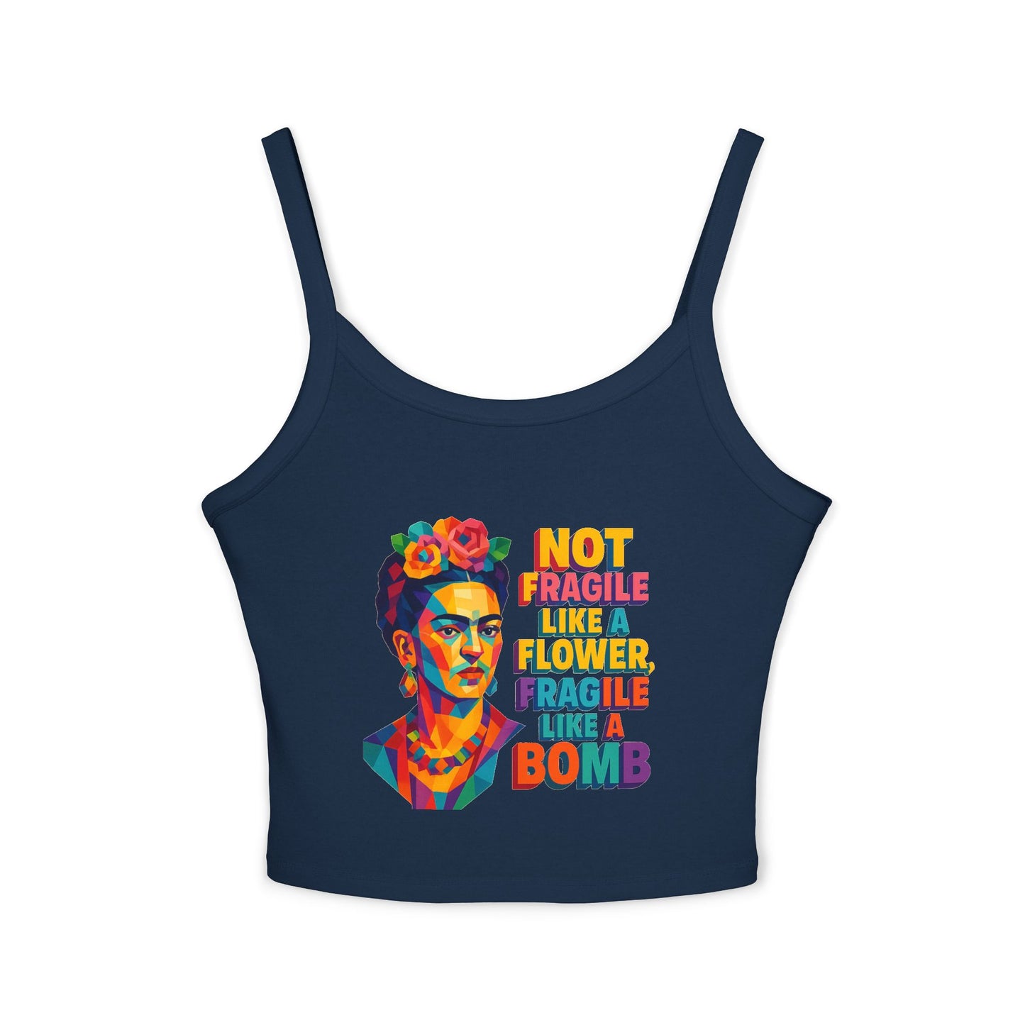 Frida Kahlo Inspired Spaghetti Strap Tank Top, Floral Art Top, Women's Graphic Tee, Gift for Art Lovers, Summer Wear, Festival Fashion