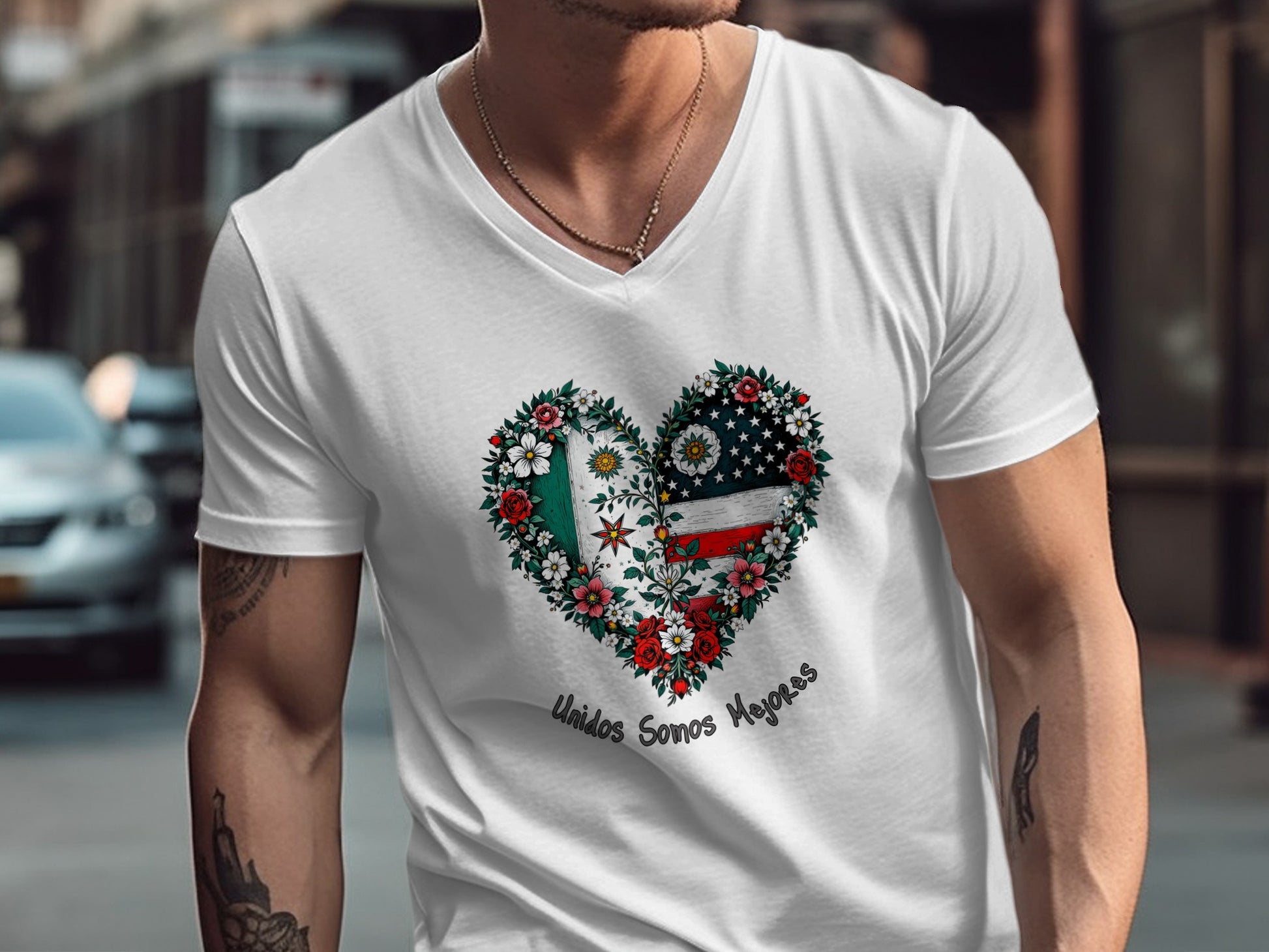 Unidos Somos Mejores Heart Graphic T-Shirt product type