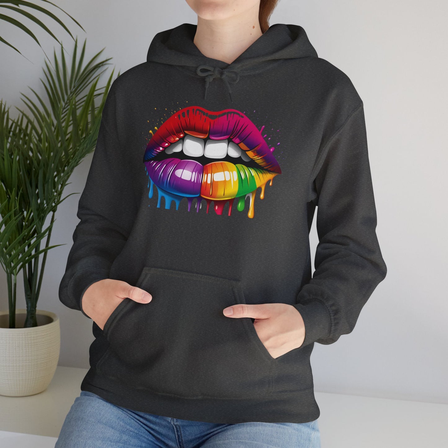 Pride hoodie Rainbow Dripping Lips Hoodie | Unisex Sweatshirt for Pride, LGBTQ+ Events, Casual Wear, Gift Idea, Vibrant Streetwear