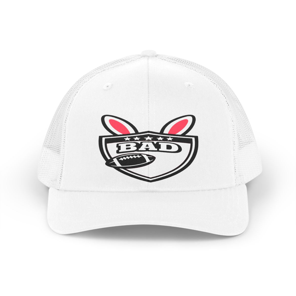 Bold BAD Logo with Football and Bunny Ears Hat