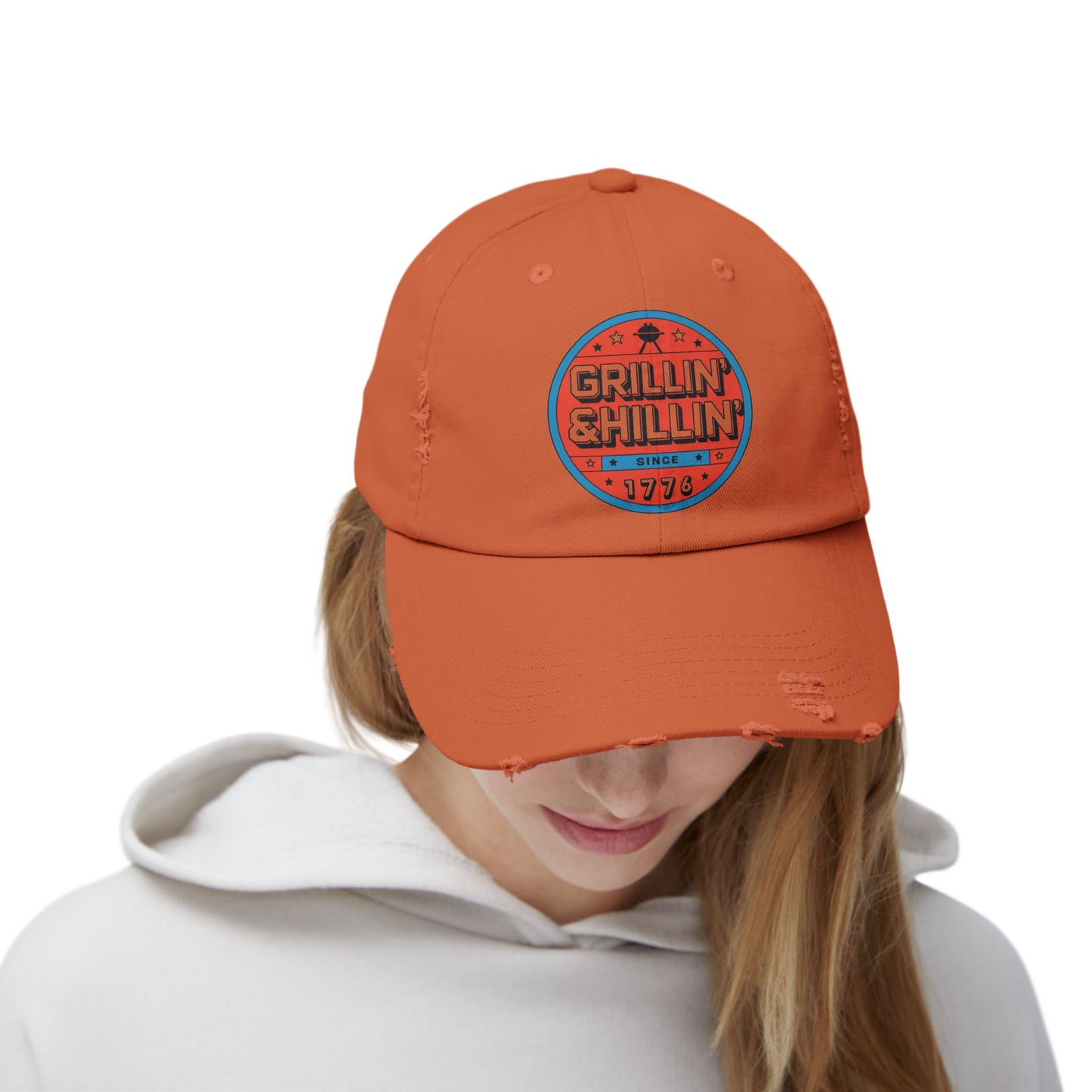 Grillin' Shillin' Unisex Distressed Cap - Casual Outdoor Hat for BBQ Lovers