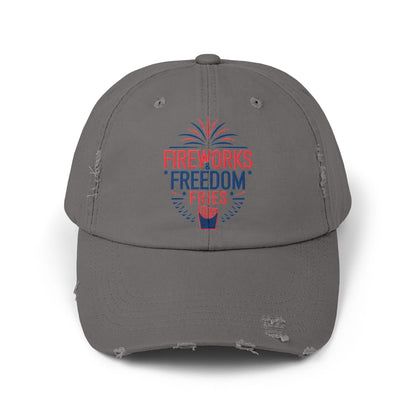Patriotic Distressed Cap - "Fireworks Freedom Fries"