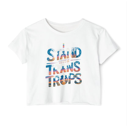 Pride corp top Festival Crop Top - Stand With Trans Troops