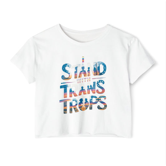 Pride corp top Festival Crop Top - Stand With Trans Troops
