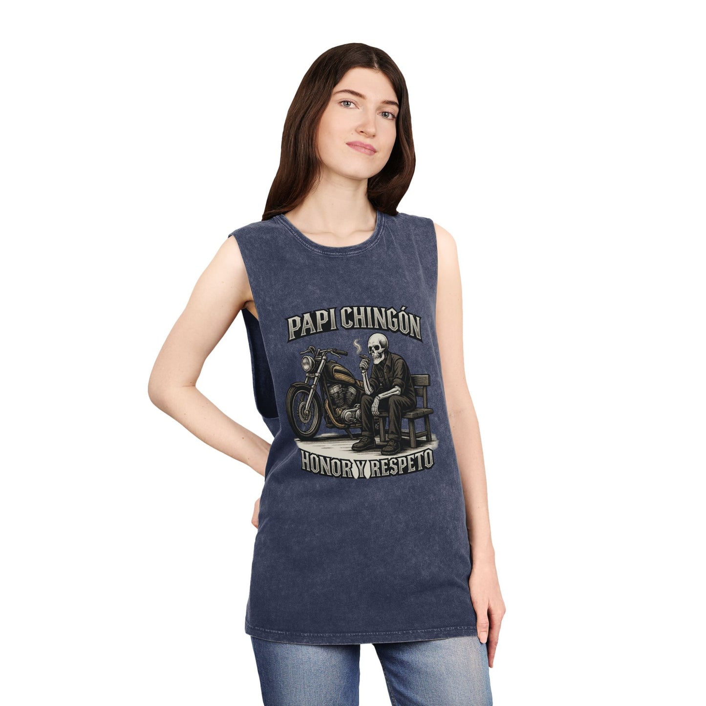 Skull Moto Graphic Tank Top - Papi Chingón, Unisex Summer Apparel, Motorcycle Gift, Festival Wear, Casual Vintage Style