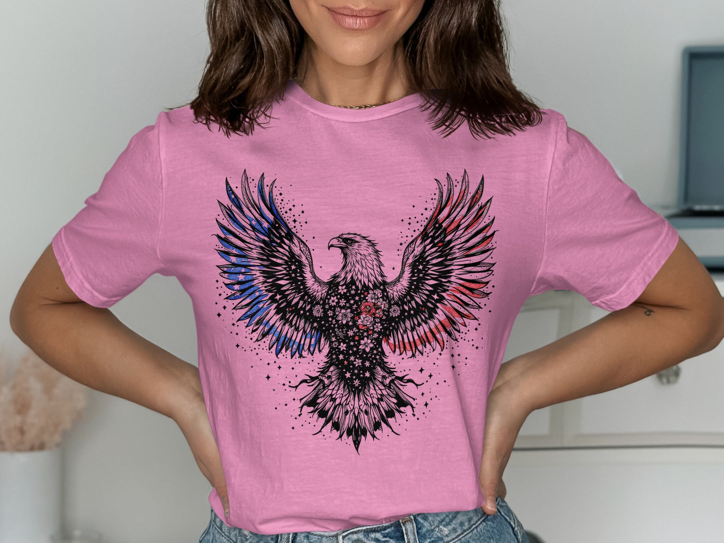 Unique Pink Shirt with Stylish Eagle Print product type