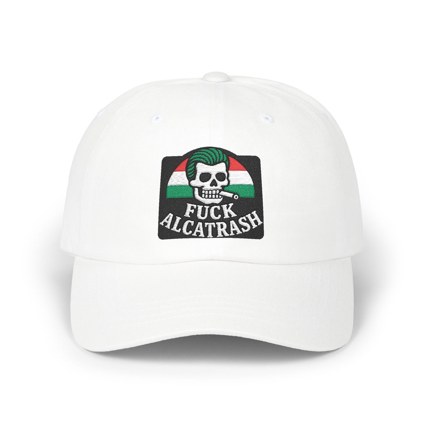 Fuck Alcatrash, FDT, Anti Trump Embroidery Hat. Classic Dad Cap with Skull Design, Casual Hat for Men, Streetwear Accessory, Gift for Dads, Summer Headwear, Inspirational Cap