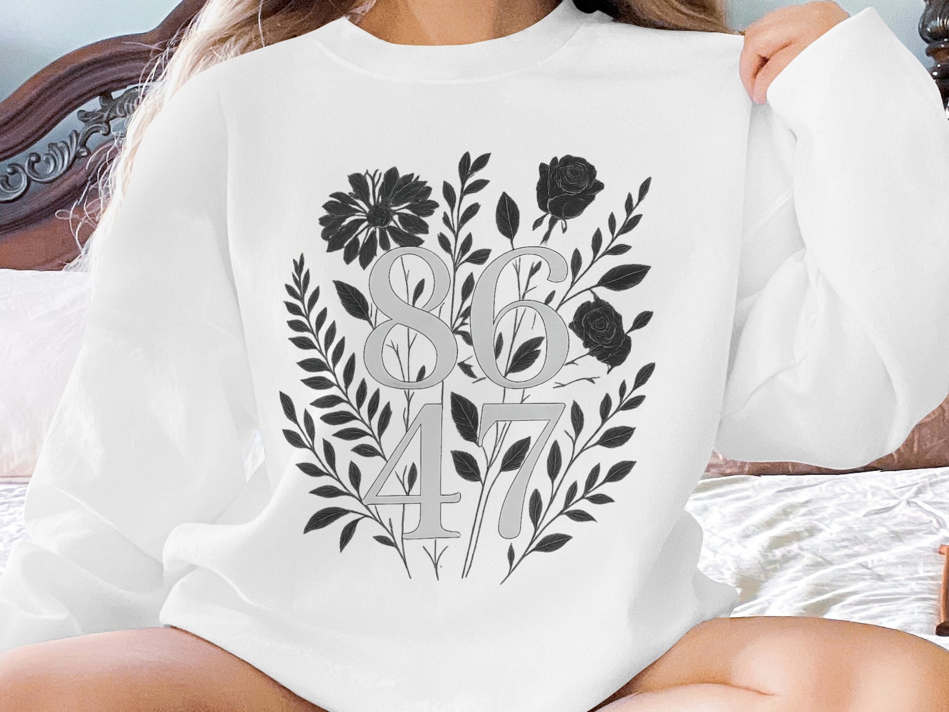 Vintage Floral Graphic 86 47 Crewneck Sweatshirt product