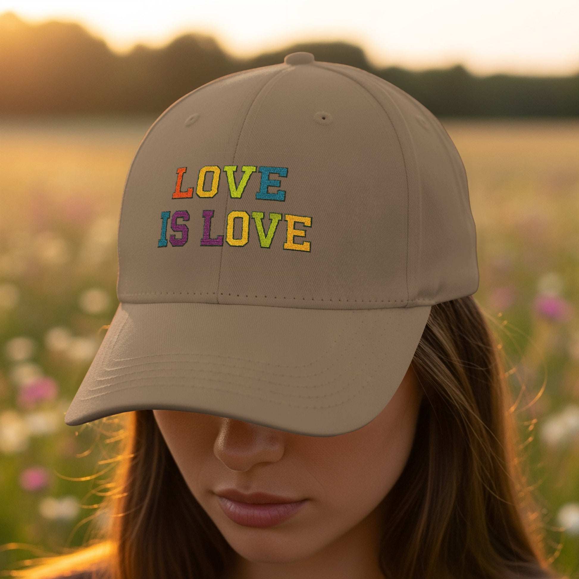 Love Is Love Embroidered Beige Hat product type