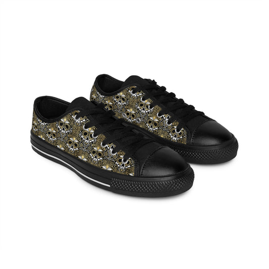 Gothic Skull Pattern Women's Sneakers | Edgy Footwear, Unique Fashion, Casual Shoes, Halloween Style, Gift for Her