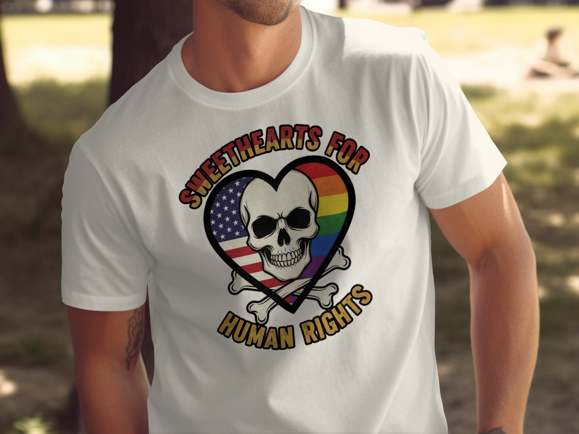 Sweethearts for Human Rights Skull Pride T-shirt