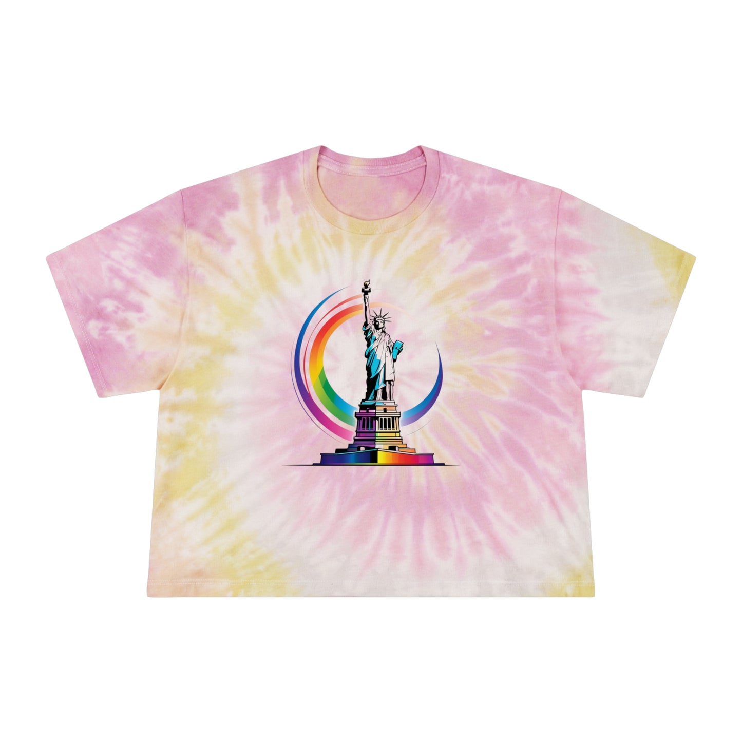 Pride corp tee Women’s Tie-Dye Crop Tee with Liberty Design - Trendy and Stylish Summer Top
