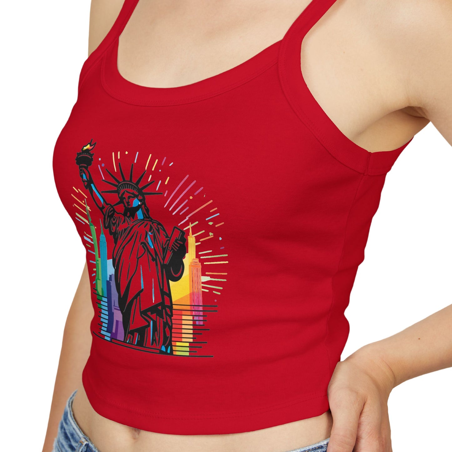 pride tank top Statue of Liberty Women's Spaghetti Strap Tank Top