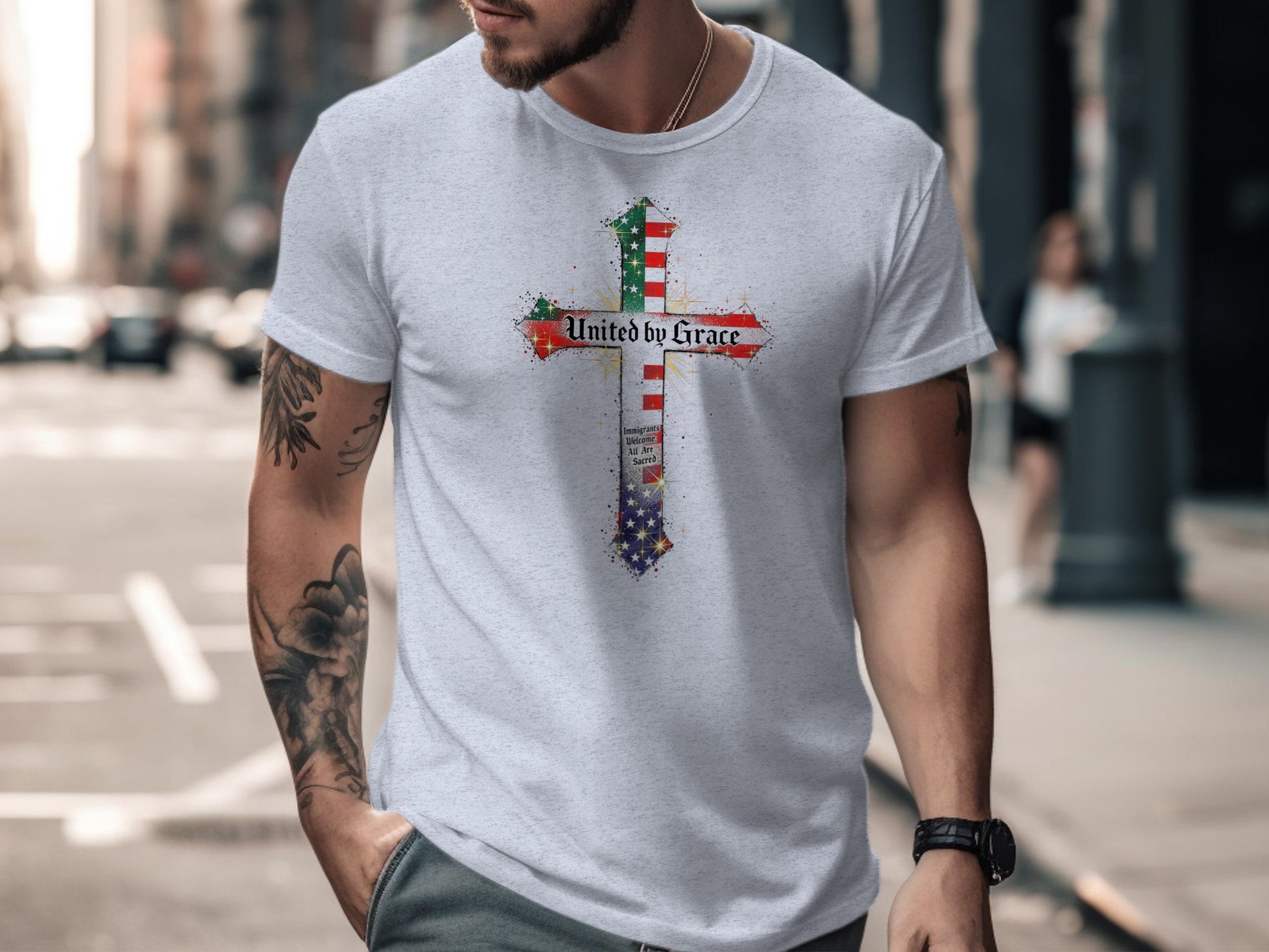 United by Grace Christian Cross Graphic T-Shirt product type