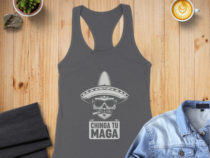 Chinga Tu Maga Graphic Racerback Tank Top product type