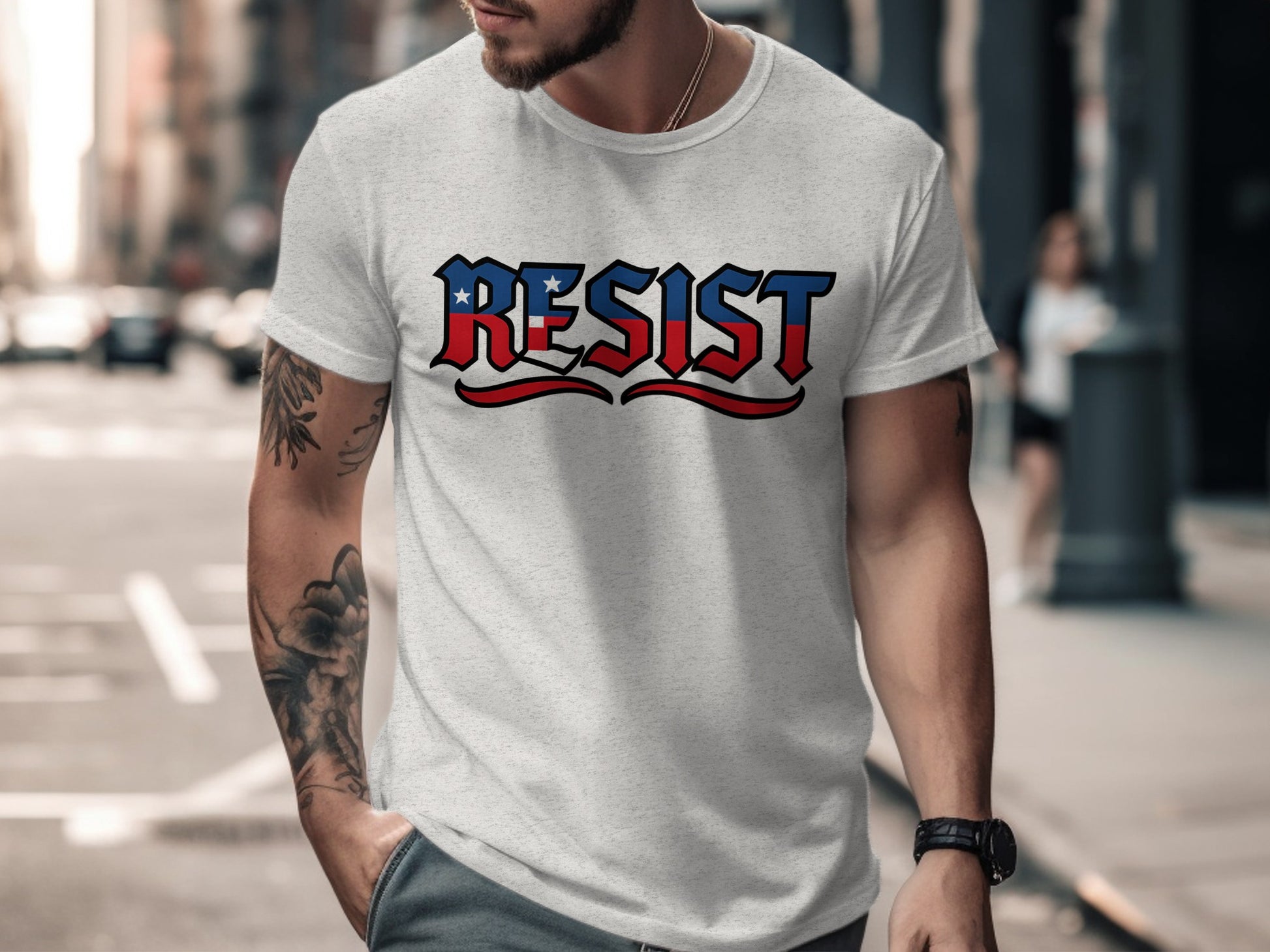 Resist Graphic Design Men's Short-Sleeve Shirt