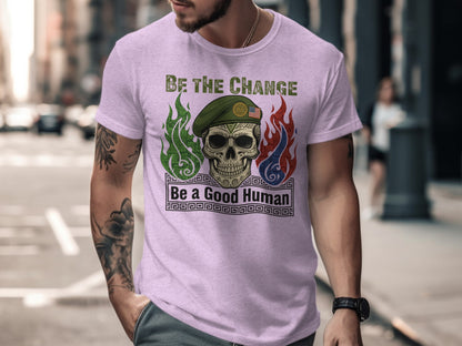 Be the Change Skull Graphic Design T-shirt