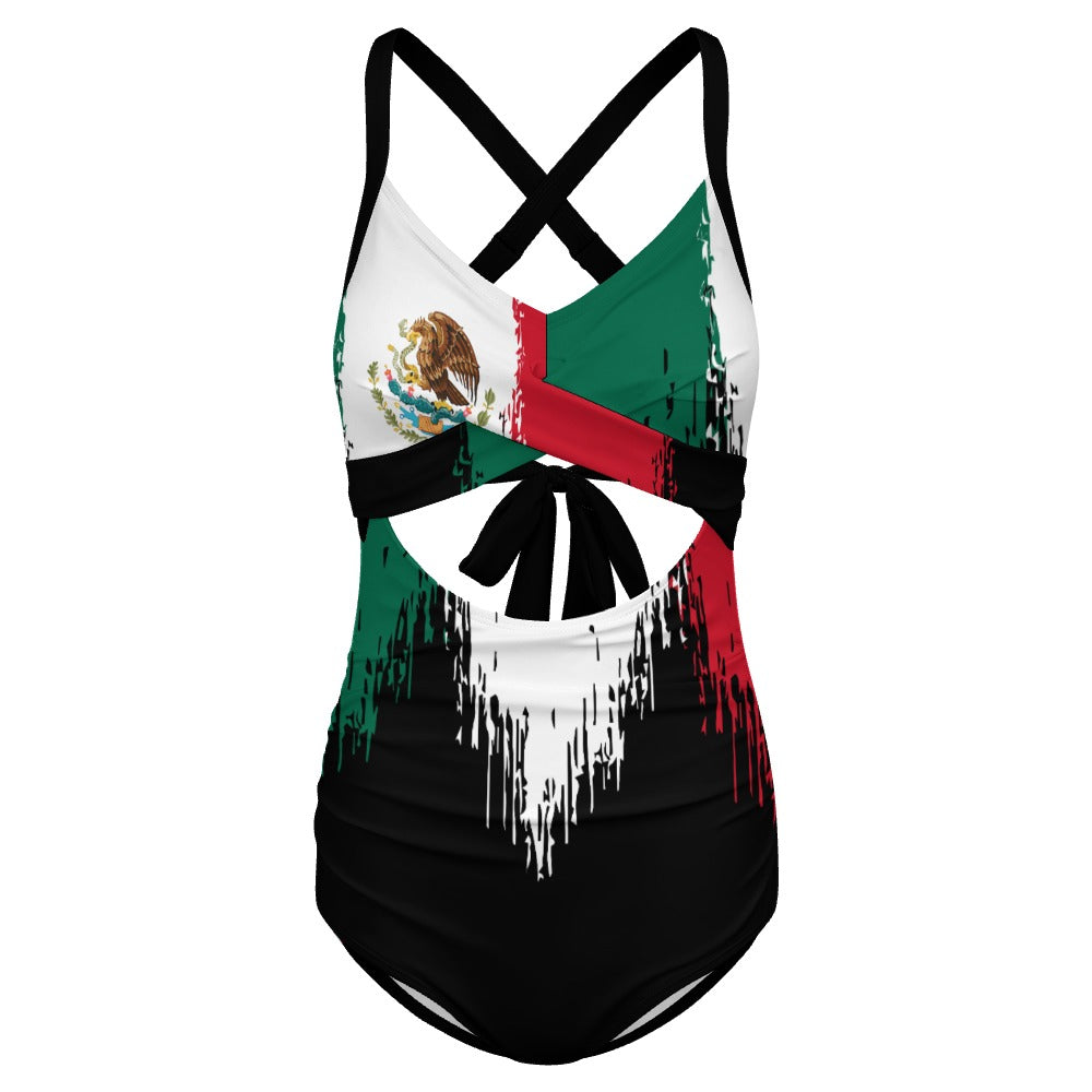 Women's crop top one-piece swimsuit