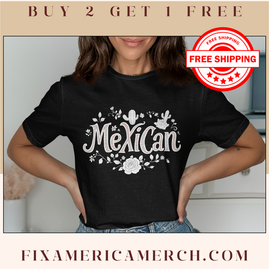 Mexican Floral Print Short Sleeve T-Shirt product