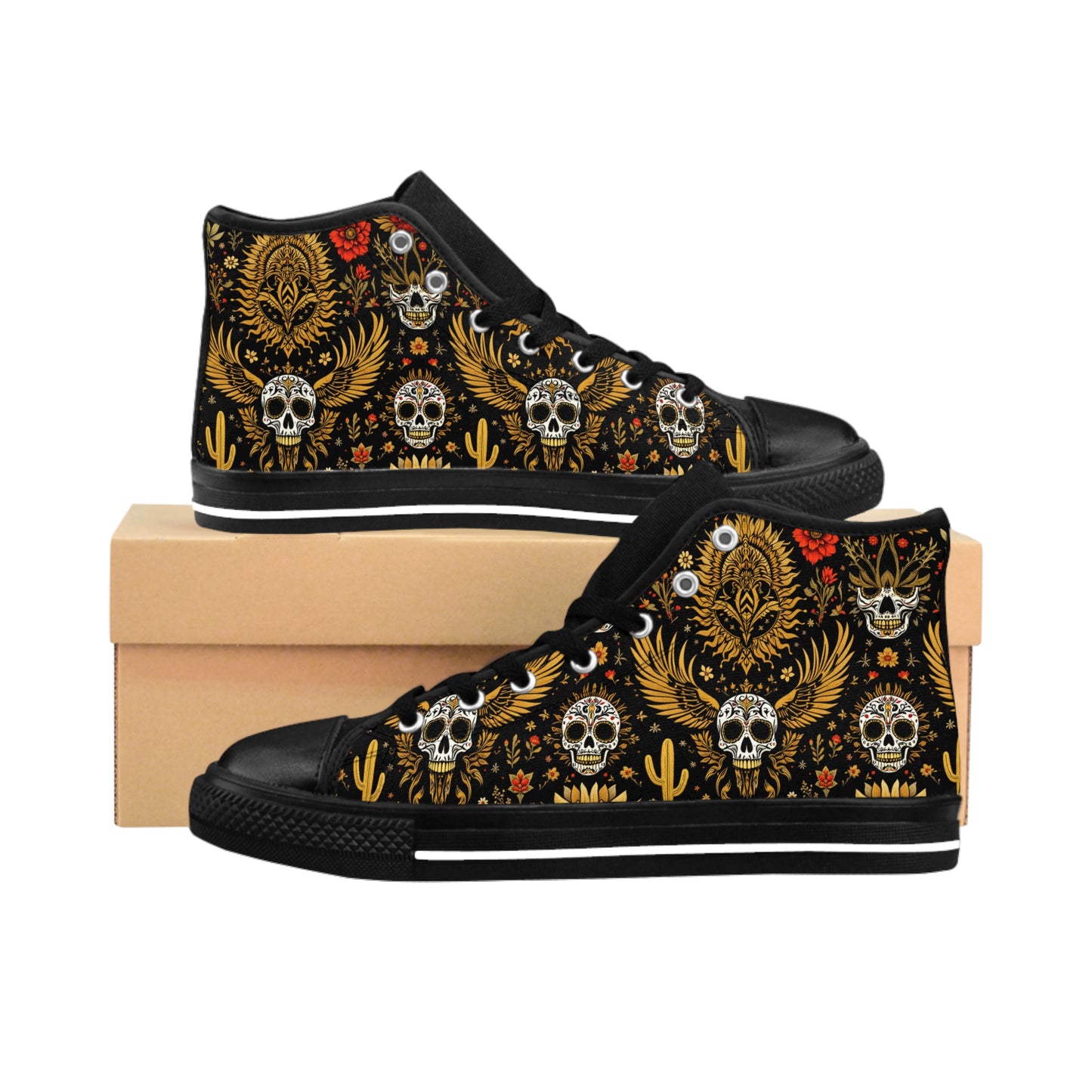 Boho Chic Classic Sneakers with Skull Design, Trendy Footwear, Unique Gifts for Her, Festival Style, Casual Shoes, Gothic Sneakers