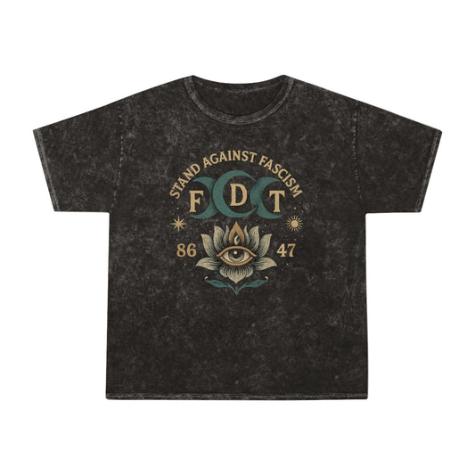 FDT Stand Against Fascism Lotus Tee — USA Made Mineral Wash Graphic T-Shirt