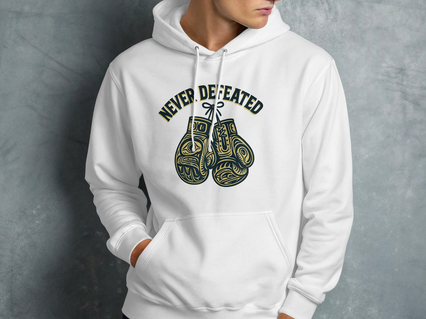Never Defeated Boxing Gloves Graphic Hoodie product type
