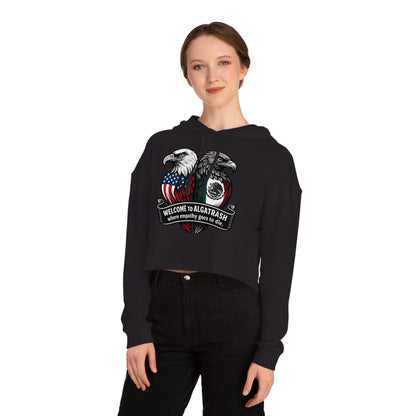 Alcatraz Apparel Cropped  Hoodie with Eagle Design, Alcatrash Unique Sweatshirt for Women, Perfect for Casual Wear, Gift for Friends, Trendy Autumn Wear