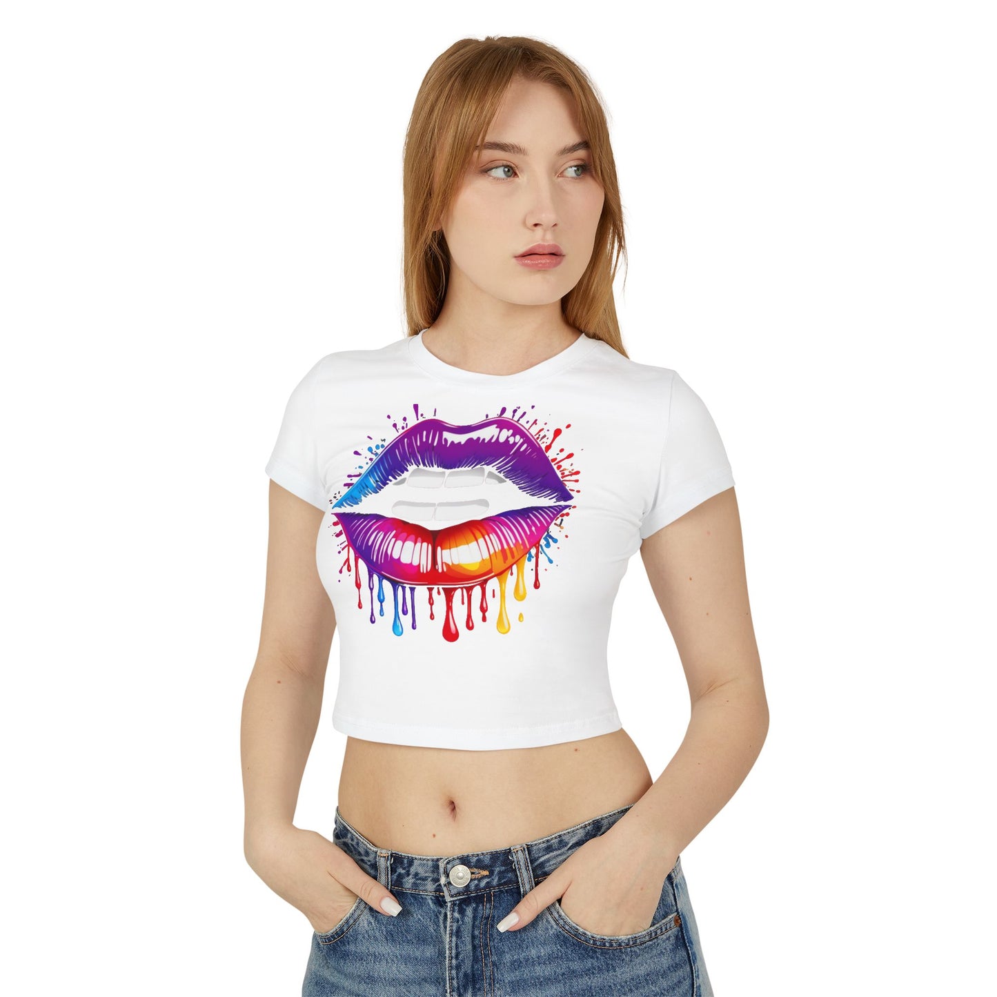 Pride babby tee Colorful Lip Print Women's Baby Tee - Perfect for Casual Outings and Celebrations