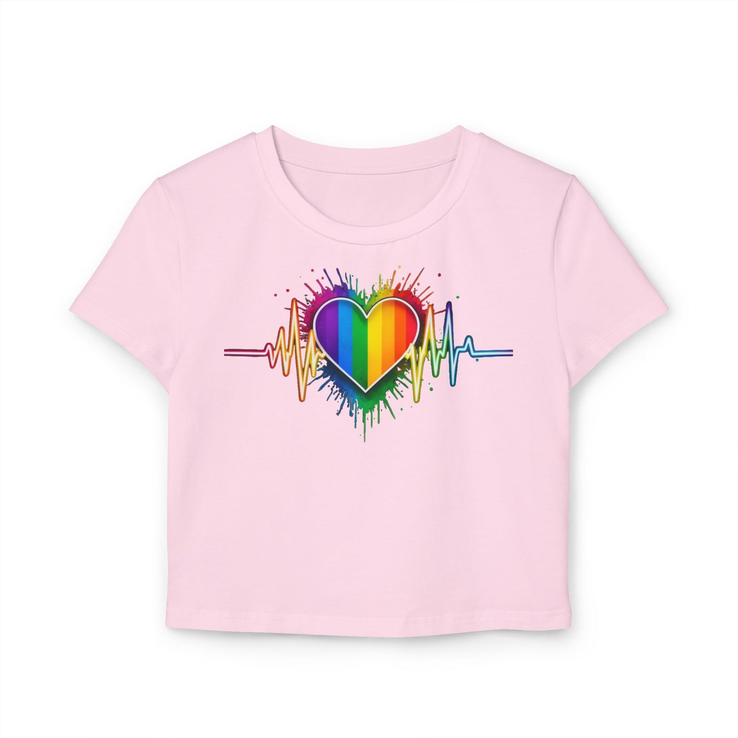 Pride baby tee Pride Heart Women's Baby Tee - Colorful Pulse Design for LGBTQ+ Celebration