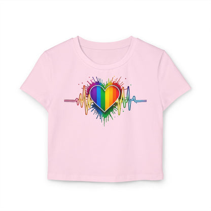 Pride baby tee Pride Heart Women's Baby Tee - Colorful Pulse Design for LGBTQ+ Celebration