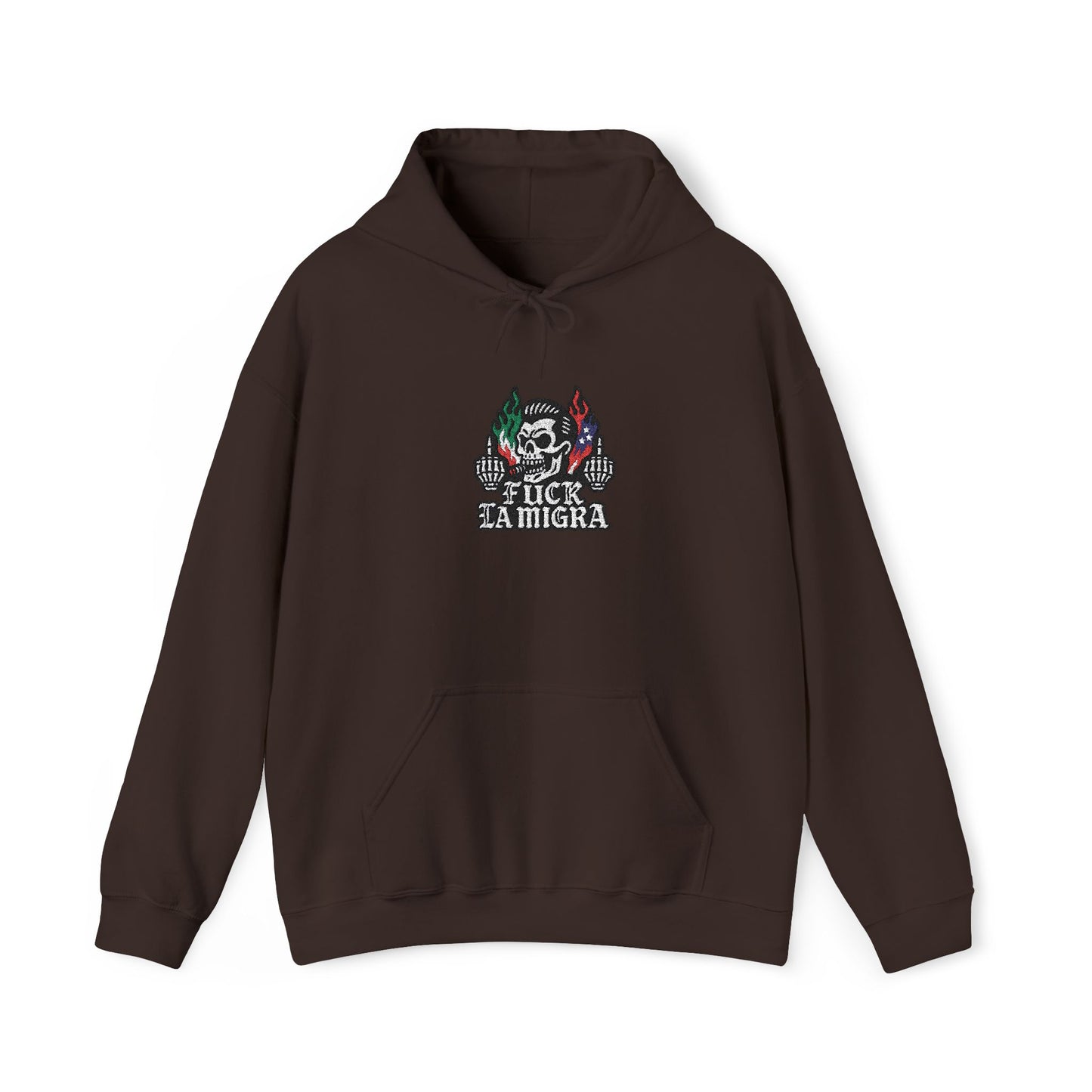 Fuck La Migra Embroidery Hoodie Anto Trump Hoodie Unisex Heavy Blend™ Hooded Sweatshirt