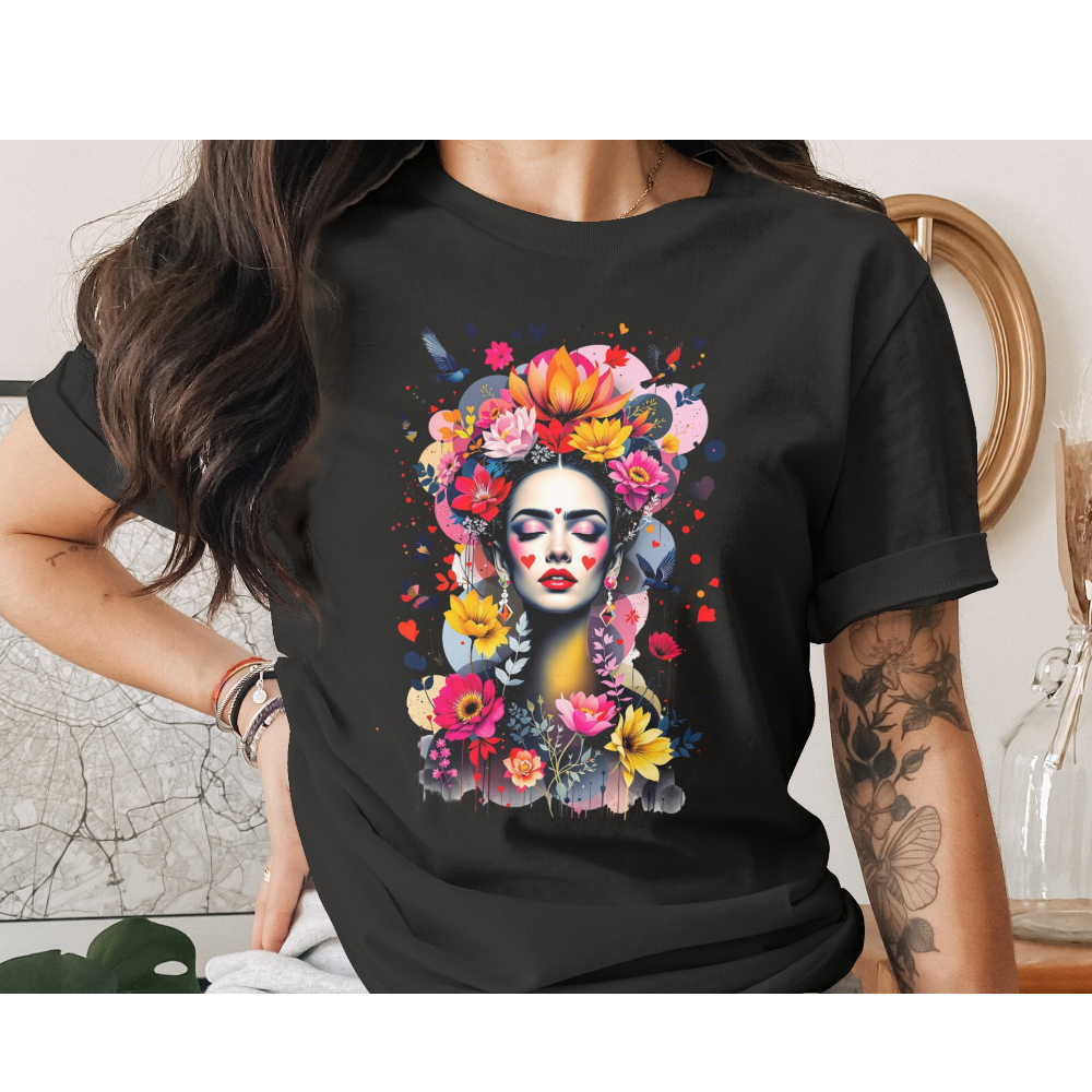 Colorful Floral Woman Face Hearts Artistic product type