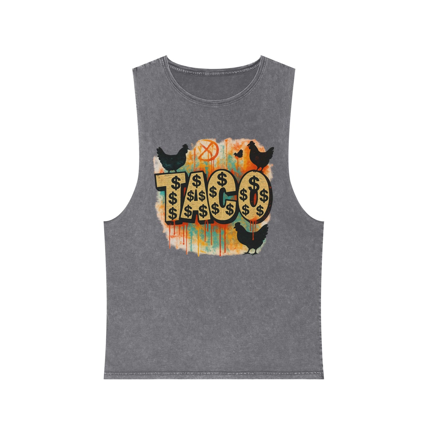 Trendy Stonewash Tank Top for Casual Vibes, Unisex Summer Tee, Graphic Muscle Shirt, Festival Wear, Beachwear, Gift Idea