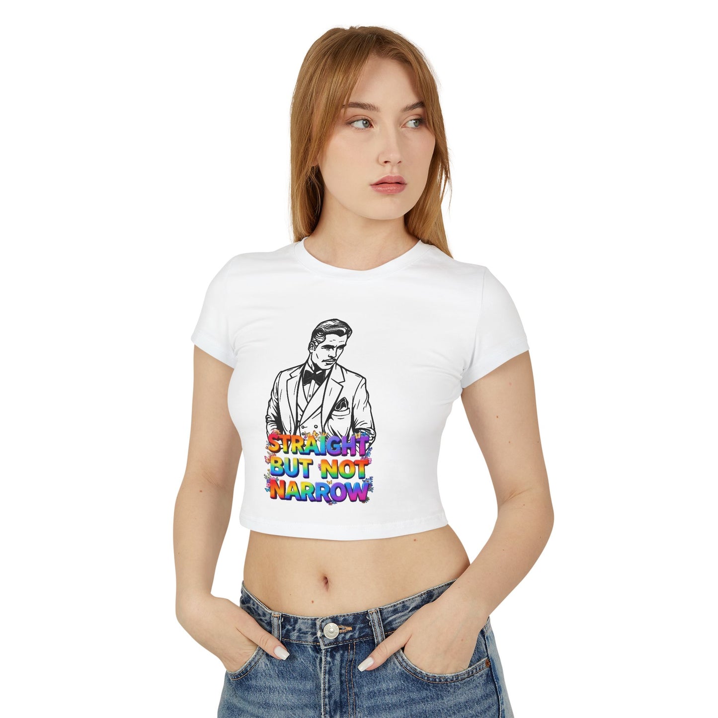 Straight But Not Narrow Women's Baby Tee | Pride Apparel, LGBTQ+ Activism, Casual Wear, Gift for Her, Statement Top
