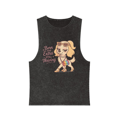 Trendy Stonewash Tank Top with Fun Dog Design, Casual Summer Style, Gifts for Dog Lovers, Birthday Wear, Beachwear, Everyday Essentials