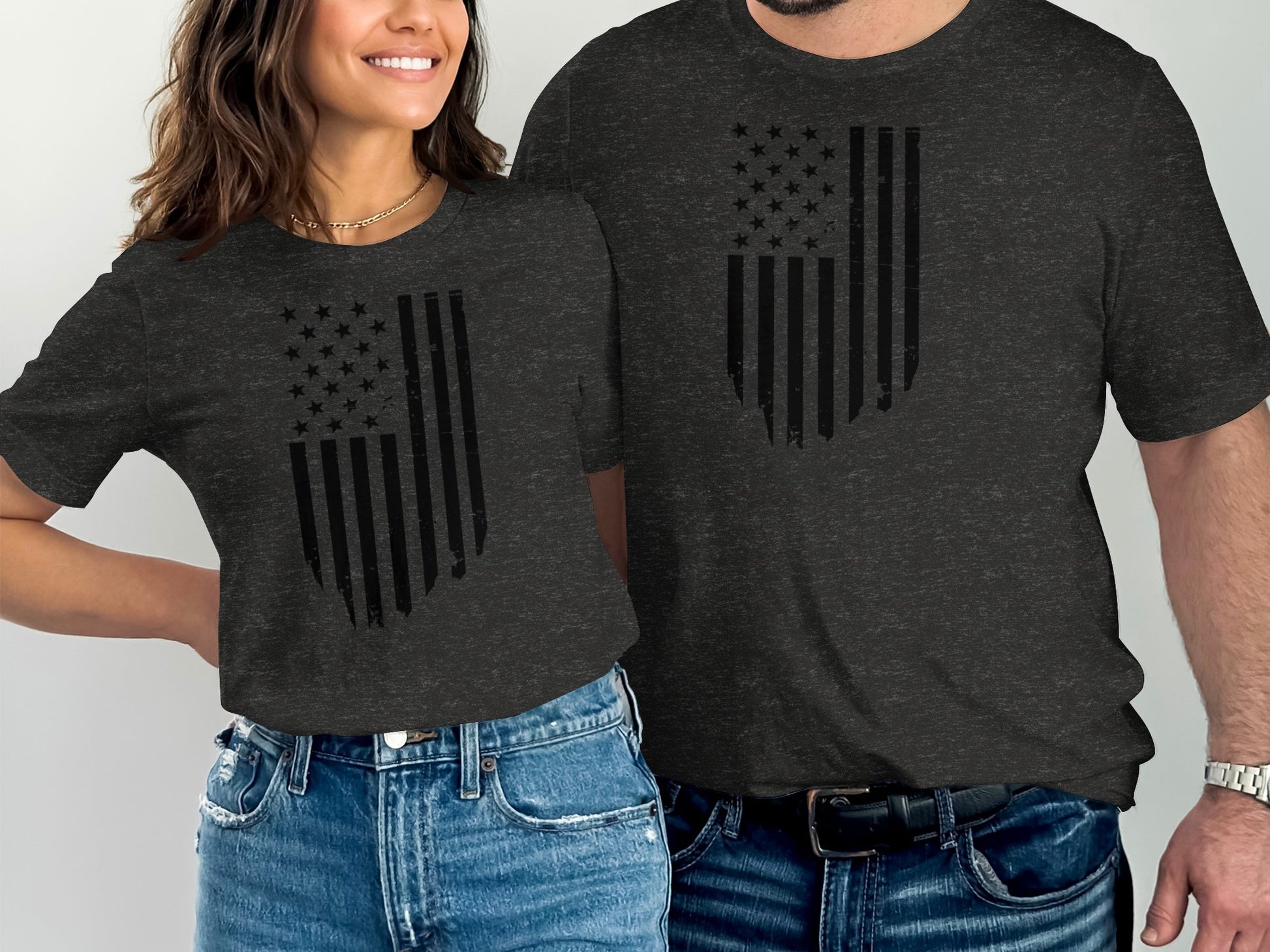Patriotic American Flag Graphic Dark Grey T-Shirt product