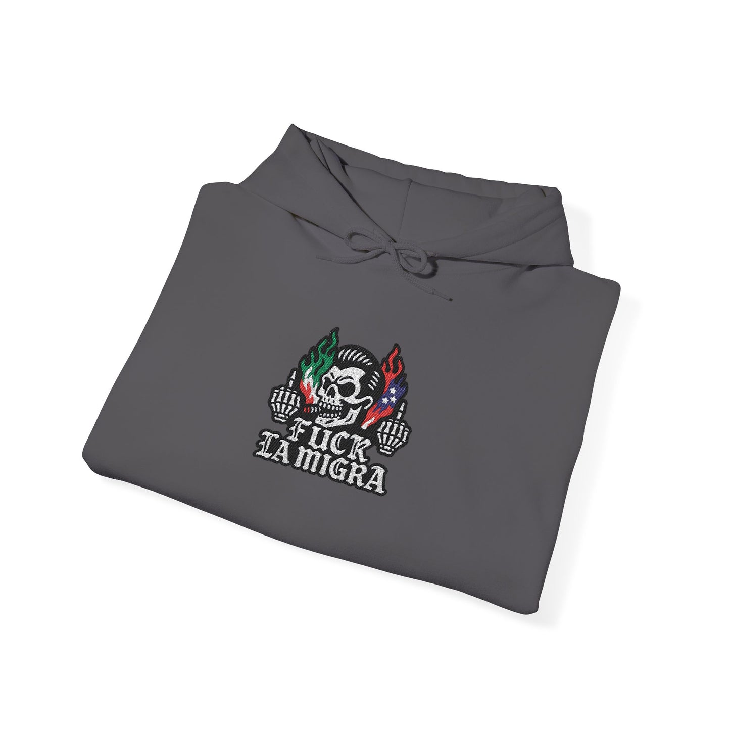 Fuck La Migra Embroidery Hoodie Anto Trump Hoodie Unisex Heavy Blend™ Hooded Sweatshirt
