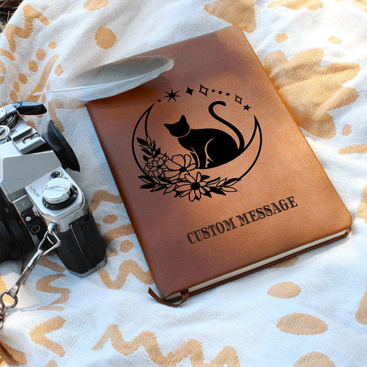 Cat Fan Lover Gift Journal Gift Unique Graphic Vegan Leather Journal - Personalized Gift